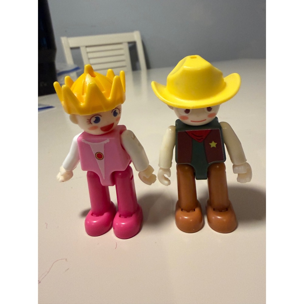 Vintage Style Princess‎ and Cowboy Plastic Action Figure Toy Set 2.75 Inch